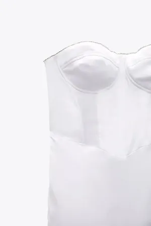 ZARA dress midi satin wedding corset rhinestone party shower bridal cocktail thumbnail 10