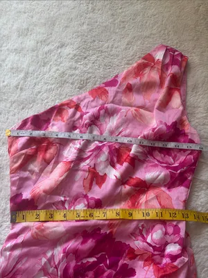Lulus Divinely Blooming Pink Multi Floral One-Shoulder Midi Dress Size Small NWT thumbnail 7