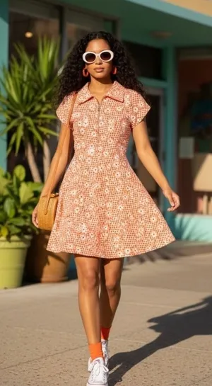 NEW Urban Outfitters Arlo Zip A-Line Mini Dress Women's Size XS Orange Y2K‎ thumbnail 1