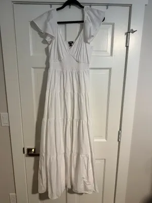 Express White Ruffle Maxi Dress thumbnail 4