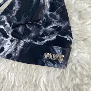 Vs Pink Black White Marble Strappy Sports Bra Activewear Gym Lounge Workout thumbnail 4