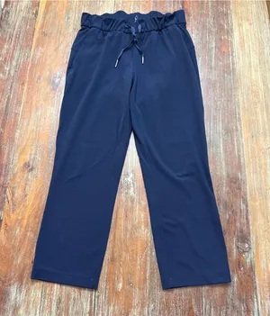 Lululemon Stretch Mid-Rise Cropped Pant 23" True Navy Blue Drawstring Trousers 4 thumbnail 1