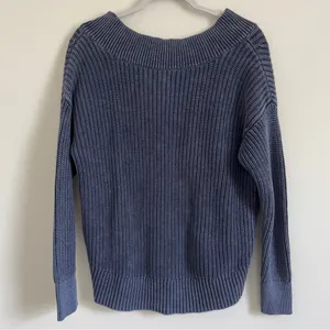 Aerie Blue Knit V Neck Oversized Relaxed Sweater Size XS thumbnail 6