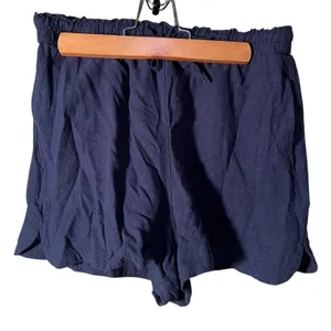 Stradivarius Women's Sz Small Shorts Pull On Elastic Tie Waist Pockets Blue Gray thumbnail 1