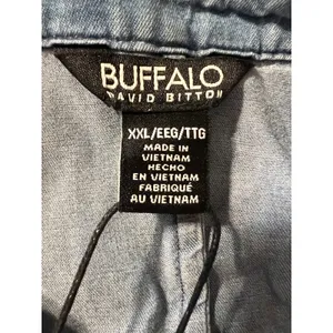 BUFFALO David Bitton Button Down Women XXL Light‎ Wash Blue Lyocell Cap Sleeve thumbnail 2