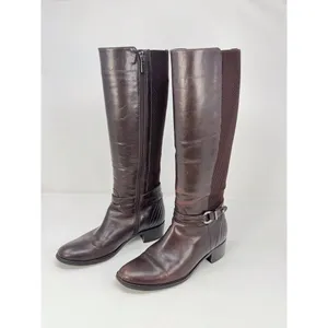 Aquatalia Womens Boots Brown Leather Knee High Tall Zip Up Riding Italian US 6.5 thumbnail 4