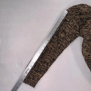Vintage Jennifer Moore Marled Cable Knit V-Neck Sweater Brown Black Small thumbnail 7
