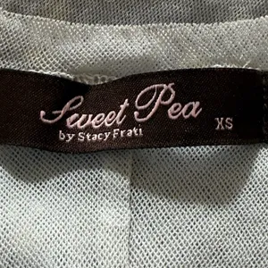 SWEET PEA by Stacy‎ Frati Gray Polka Dot Mesh Peplum Tank Top XS thumbnail 6