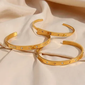 Boutique NEW Women's‎ 18k Gold-Plated 316L Simulated Diamond Cuff Bracelet Adjustable thumbnail 3
