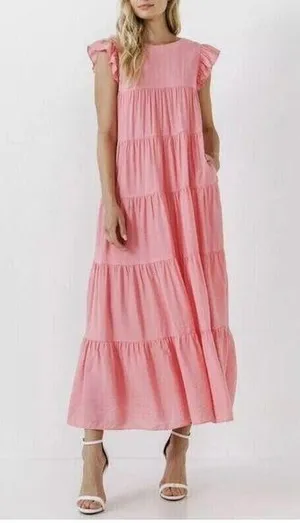 English factory Elegant Pink Maxi Dress thumbnail 1