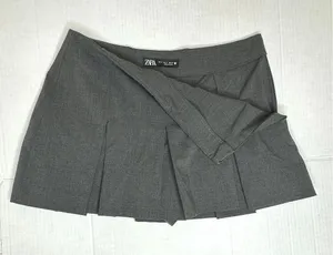 Zara box pleated mini skort skirt shorts gray size Small thumbnail 5