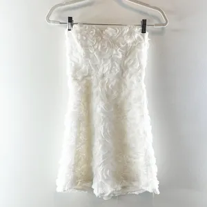 Selfie Leslie In Paris Embellished Strapless Rosette Mini Dress White XS thumbnail 4