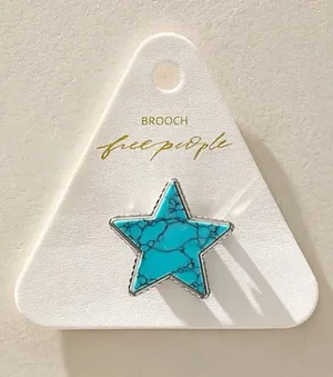 Free People Western Bohemian Star Turquoise High Roller Brooch Rodeo Cowgirl NWT thumbnail 1