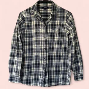 Women's Madewell Blue Plaid Button‎ Up Flannel Shirt Small thumbnail 1