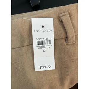 ANN TAYLOR Straight‎ Leg Pants Tan Career Office Minimalist Stretch Size 12 New thumbnail 6