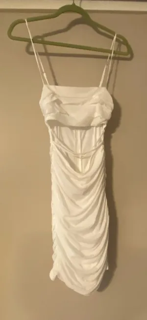 White lulu ruched dress thumbnail 1