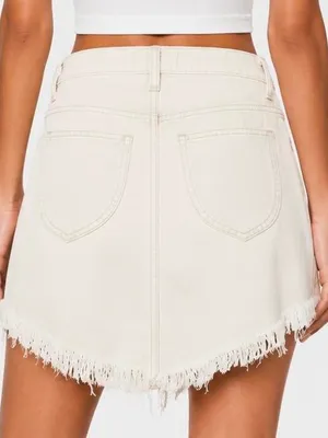 Free People Bailey Denim Mini Skirt - Coconut thumbnail 3