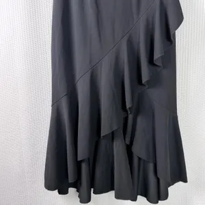 Black Sleeveless Wrap Midi‎ Dress Ruffle Hem Size L Feminine Party Formal Chic thumbnail 4