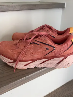 Hoka U Clifton L Suede Sneakers in Earthenware / Hot Sauce NWOB thumbnail 3