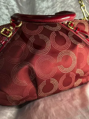 Vintage Y2K Coach Signature Op Art 2Way Burgundy Shoulder Bag thumbnail 3