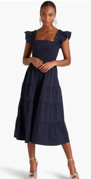 HILL HOUSE Ellie Nap Dress -‎ Navy Brocade thumbnail 1