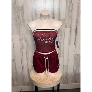 Derek Heart “South Beach” Red Two-Piece Tube Top & Shorts Set (Size M) thumbnail 6