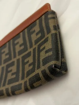 Fendi Zippered Small Wallet/Pouch, Zucca Pattern and Leather Trim thumbnail 5