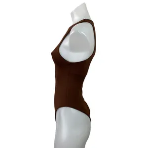 Zara Womens Brown Seamless Sleeveess Racerback Stretch Bodysuit Tank Top Size S thumbnail 2