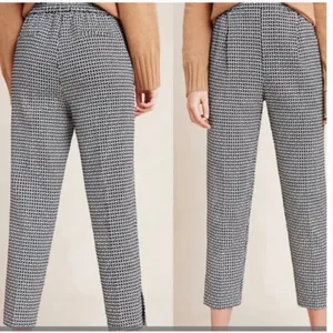Anthropologie Black Larkin Jacquard Trouser Pant in Black Motif W-257 Sz S thumbnail 3
