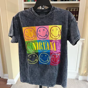 Nirvana Smiley Face Graphic Tee Medium Gray thumbnail 1
