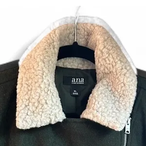 A New Approach Women Moto Jacket Size XL Earthy Green‎ Sherpa Assymetrical Zip thumbnail 3