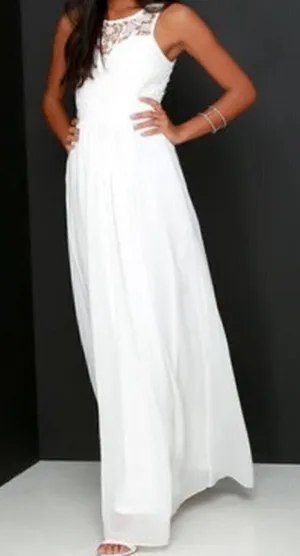 Lulu's Ivory White So Far Lace Bust Open Back Formal Gown S‎ thumbnail 1