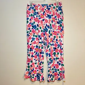 Kate Spade Pajama Set‎ Multi Color Floral Ruffle Trim Womens Small NWT thumbnail 6