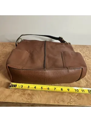 Fossil Brown Leather Crossbody Messenger Bag Key Charm Utility Pockets thumbnail 5