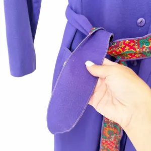 Vintage Ricano Petites Purple Long Sleeve Shirt Dress Pattern Belt Sz S/M Petite thumbnail 2
