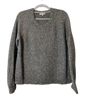 Madewell‎ Marled Black Province Cross-Back Pullover Sweater Sz L thumbnail 1