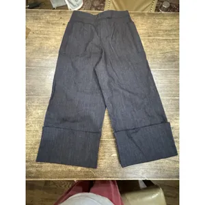 Kate Spade Denim Cropped Wide Leg Blue Indigo Jeans Size 6 Cuffed Patch Pocket thumbnail 4