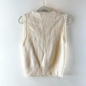 Reformation Teagan Ribbed Crewneck Sleeveless Sweater Vest Cream Ivory Large thumbnail 3