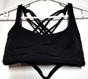 Lululemon Free To Be Bra Sports Bra Crisscross Strappy Scoop Neck Yoga Black 4 thumbnail 5