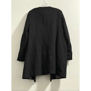 Lands’ End Luxe Wool Jacket Double Breasted Coat Black Cashmere 16 16w Buttons thumbnail 5