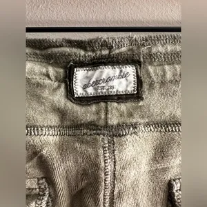 Vintage Y2K Abercrombie velour pants olive green pants flap pockets M thumbnail 3
