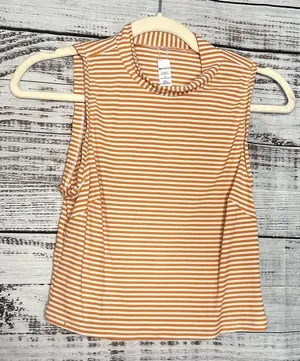 Athleta Orange & White Stripe Sleeveless Crop Tank Top Sm thumbnail 1