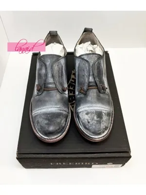 Freebird by Steven Mabel Leather Oxfords Distressed Edgy Grey Steampunk Loafers Flats 10 thumbnail 9