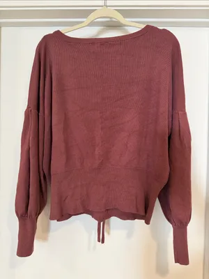 Express Dusty Rose Lace-Up Waist Knit Top thumbnail 5