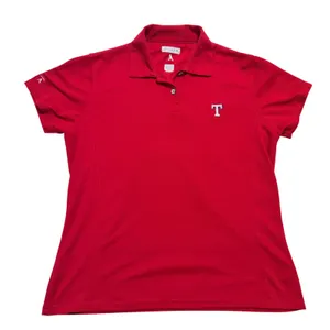 Antigua Polo Shirt Womens Medium Red Excellent Texas Rangers MLB Sporty Short Sl thumbnail 1