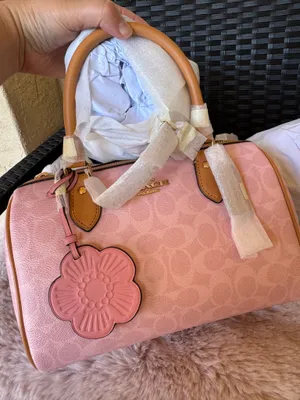 Coach Rowan Satchel Bag Signature Canvas With Charms Gold/Powder Pink CEA18 NWT thumbnail 11