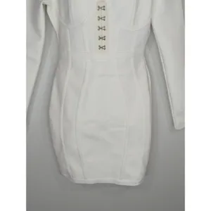 Band of Stars Bodycon Dress‎ White Sweetheart Neck Party Cocktail NWT thumbnail 4