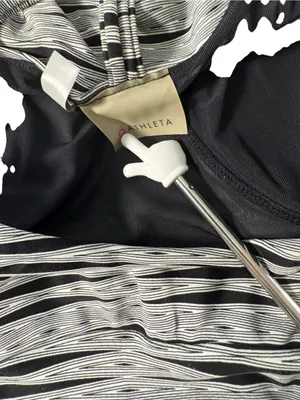 Athleta Ariel Venice Swim Dress Medium Black White Stripe Racerback UPF 50+ thumbnail 9
