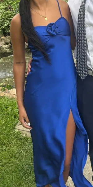 Blue Silk Midi Dress Dillard thumbnail 1
