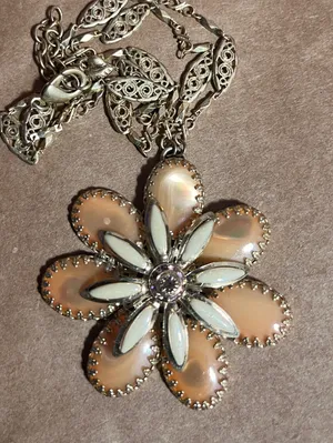 Elegant Peach Flower Pendant Necklace - Women Jewelry thumbnail 1
